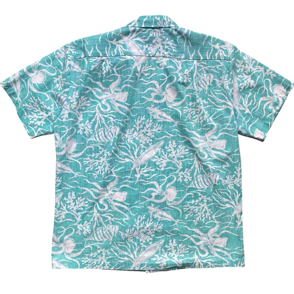 Kolekole Vintage Hawaiian Shirt Mens Large Green Floral Fish Print Pattern AOP - Picture 5 of 7